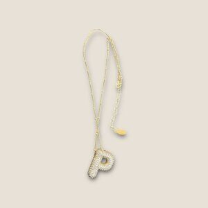 Savvy Bling Initial Letter P Necklace Gold-Tone 17-19 Inches With Rhinestones